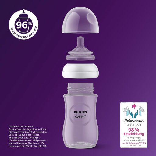 Súprava dojčenských fliaš Philips Avent Natural Response – 3 ks 260 ml BPA-free dojčenských fliaš pre novorodencov od 1 mesiaca, s ventilačným systémom