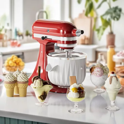 GVODE fagylalt készítő adapter KitchenAid mixerhez, fagylalt és sorbet készítés 4,5-7Qt