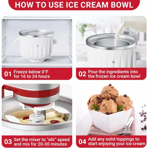GVODE fagylalt készítő adapter KitchenAid mixerhez, fagylalt és sorbet készítés 4,5-7Qt