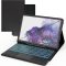 ROOFEI Samsung Galaxy Tab S8 Plus/S7 FE/S7 Plus 12.4" Billentyűzet Tok 7 Szín LED Touchpad Német QWERTZ