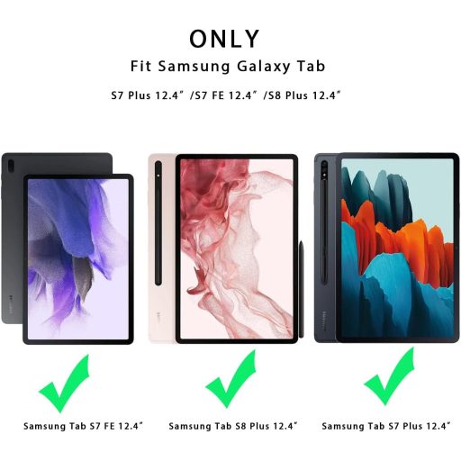 ROOFEI Samsung Galaxy Tab S8 Plus/S7 FE/S7 Plus 12.4" Billentyűzet Tok 7 Szín LED Touchpad Német QWERTZ