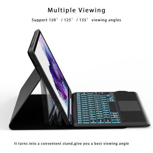 ROOFEI Samsung Galaxy Tab S8 Plus/S7 FE/S7 Plus 12.4" Futrola s tipkovnicom 7 Boja LED Touchpad Njemački QWERTZ