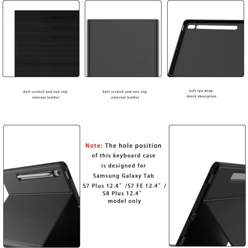 ROOFEI Samsung Galaxy Tab S8 Plus/S7 FE/S7 Plus 12.4" Futrola s tipkovnicom 7 Boja LED Touchpad Njemački QWERTZ