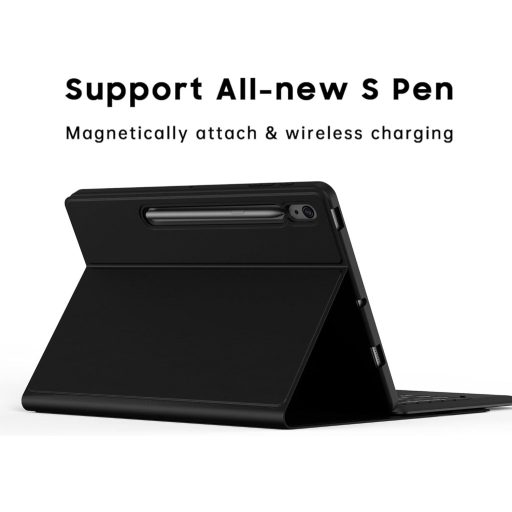 ROOFEI Samsung Galaxy Tab S8 Plus/S7 FE/S7 Plus 12.4" Billentyűzet Tok 7 Szín LED Touchpad Német QWERTZ