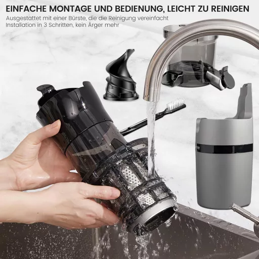 Keenray Lassú Gyümölcsfacsaró Elektromos Centrifuga 80mm Széles Szájjal, Visszafordítás Funkcióval, Szürke