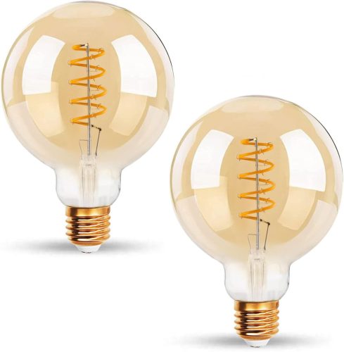 EXTRASTAR G80 Bec LED Edison Vintage, soclu E27, 6W (echivalent 48W), 2200K Alb Cald, Lampă Decorativă cu Filament Retro, 2 buc