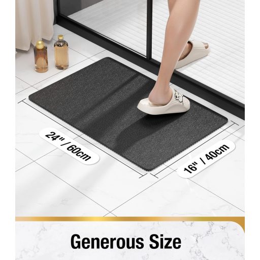 HITSLAM csúszásmentes fürdőszobai szőnyeg 60x40cm, gyors száradó fürdőkád szőnyeg fekete