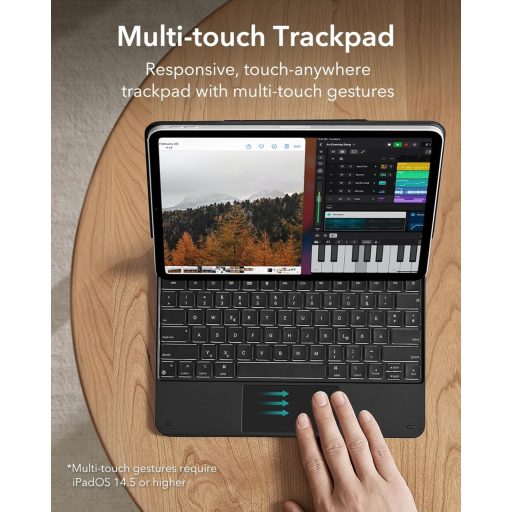 ESR Mágneses Billentyűzetes Tok iPad Air 13" (M3/M2) és Pro 12.9" Tablethez - Lebegő Állvány, RGB Háttérvilágítás, Multi-Touch Trackpad, Fek