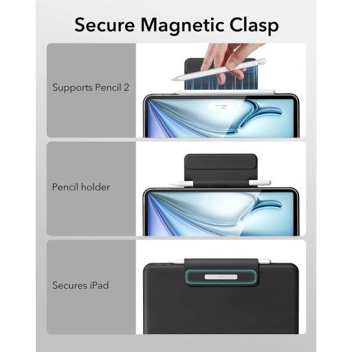 ESR Mágneses Billentyűzetes Tok iPad Air 13" (M3/M2) és Pro 12.9" Tablethez - Lebegő Állvány, RGB Háttérvilágítás, Multi-Touch Trackpad, Fek