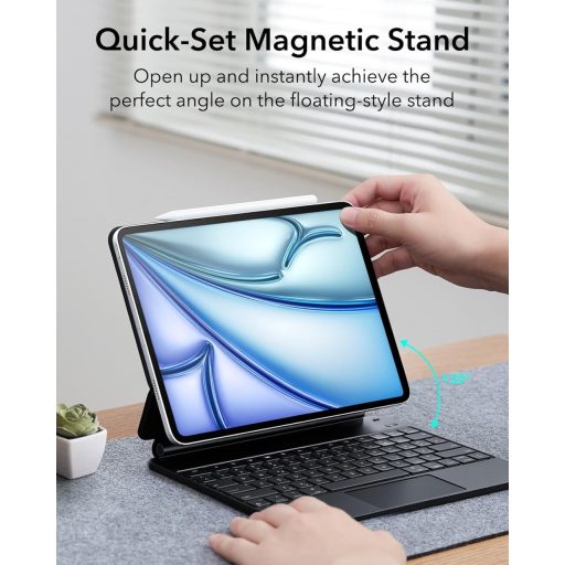 Husă cu tastatură magnetică ESR pentru iPad Air 13" (M3/M2) și Pro 12.9" - Stand flotant, iluminare de fundal RGB, trackpad multi-touch, negru