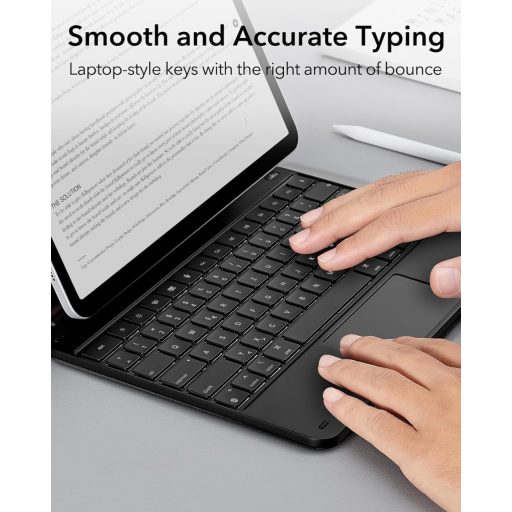 ESR Mágneses Billentyűzetes Tok iPad Air 13" (M3/M2) és Pro 12.9" Tablethez - Lebegő Állvány, RGB Háttérvilágítás, Multi-Touch Trackpad, Fek