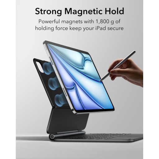 Husă cu tastatură magnetică ESR pentru iPad Air 13" (M3/M2) și Pro 12.9" - Stand flotant, iluminare de fundal RGB, trackpad multi-touch, negru