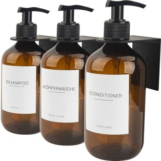   Hafeehoo 3 db 500 ml falra szerelhető szappanadagoló szett címkékkel