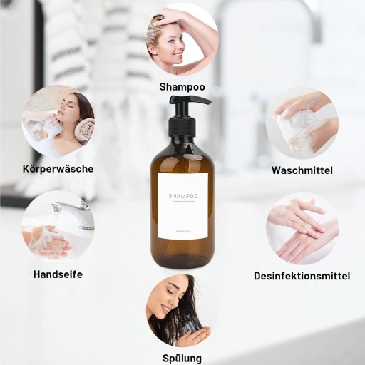 Hafeehoo 3 db 500 ml falra szerelhető szappanadagoló szett címkékkel