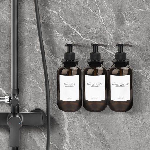 Hafeehoo 3 db 500 ml falra szerelhető szappanadagoló szett címkékkel