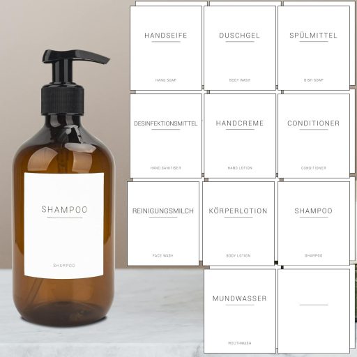 Hafeehoo 3 db 500 ml falra szerelhető szappanadagoló szett címkékkel