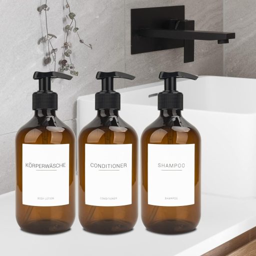 Hafeehoo 3 db 500 ml falra szerelhető szappanadagoló szett címkékkel