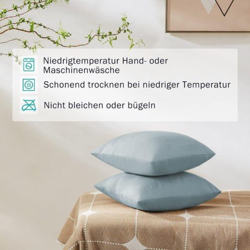 Műbőr Párnahuzat Szett, Rejtett Cipzárral, Világoskék, Könnyen Tisztítható 45x45 cm