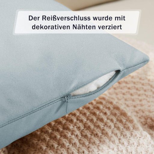 Műbőr Párnahuzat Szett, Rejtett Cipzárral, Világoskék, Könnyen Tisztítható 45x45 cm