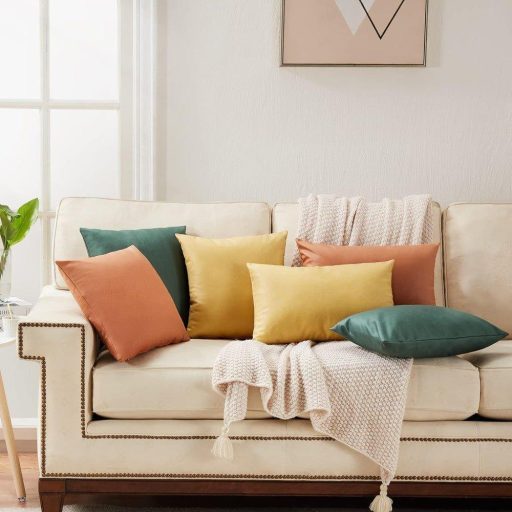 Műbőr Párnahuzat Szett, Rejtett Cipzárral, Világoskék, Könnyen Tisztítható 45x45 cm