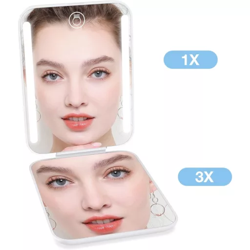 Kintion LED utazó sminkespegel, 3 színhőmérséklet, szabályozható, fehér