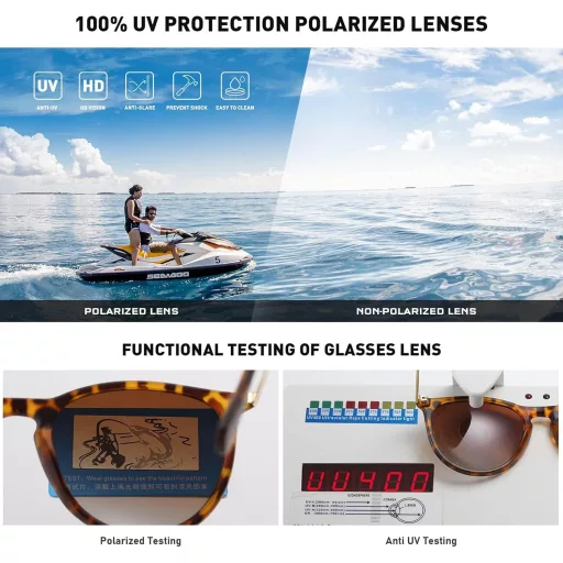 Ochelari de soare polarizați Kunchu Damă Bărbați Retro Rotunzi Protecție UV400 Stil Vintage Unisex