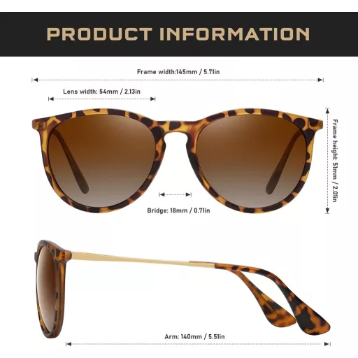 Ochelari de soare polarizați Kunchu Damă Bărbați Retro Rotunzi Protecție UV400 Stil Vintage Unisex