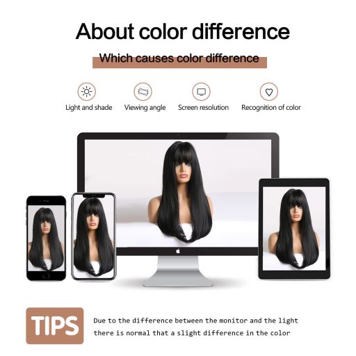 Esmee Dlhá Rovná Čierna Parochňa pre Ženy - 66 cm Vrstvené Umelé Vlasy s Ofinou, Žiaruvzdorné Syntetické Vlákna, Nastaviteľná Veľkosť Hlavy, Cosplay a na Bežné Nosenie