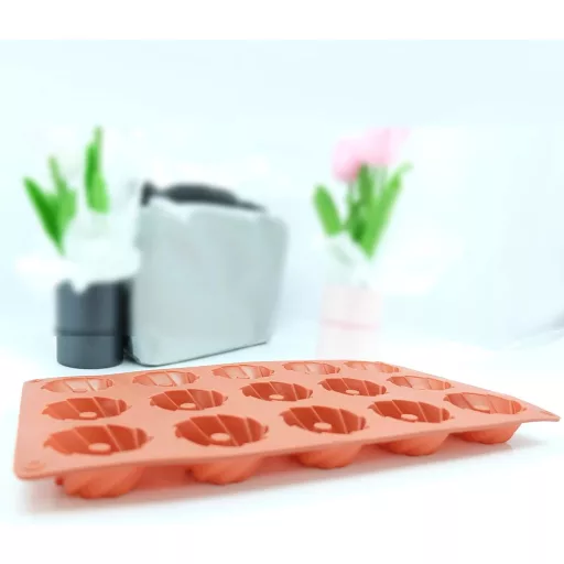 Bustlwor 2 db Mini Bundt Sütőforma Szilikon 15 Lyukú Muffin Cupcake Brownie Sütemény Pudding Barna