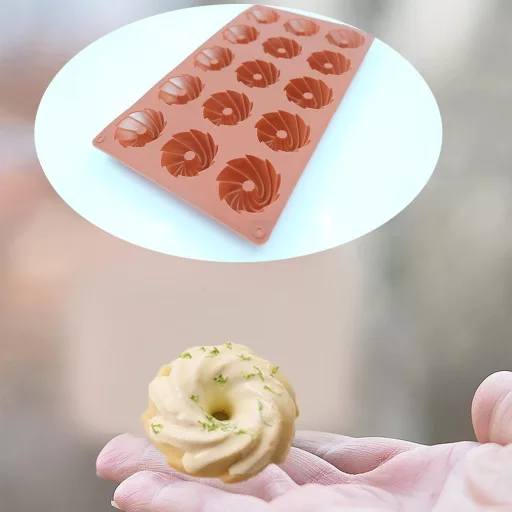 Bustlwor 2 ks silikónová forma na mini bábovky, 15 jamková, na muffiny, cupcakes, brownies, koláčiky a puding, hnedá