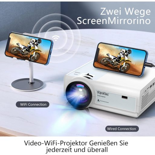 Staratlas Mini Projektor WiFi6 4K Bluetooth 12000 Lumen Full HD 1080P Otthoni Mozi