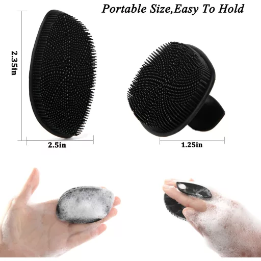 Set Perie de Curățare Facială din Silicon HIEERBUS - Exfoliant Delicat și Pernă de Masaj Facial pentru Bărbați și Femei - Negru și Mov