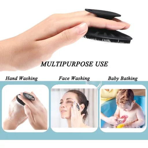 Set Perie de Curățare Facială din Silicon HIEERBUS - Exfoliant Delicat și Pernă de Masaj Facial pentru Bărbați și Femei - Negru și Mov