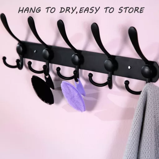 Set Perie de Curățare Facială din Silicon HIEERBUS - Exfoliant Delicat și Pernă de Masaj Facial pentru Bărbați și Femei - Negru și Mov