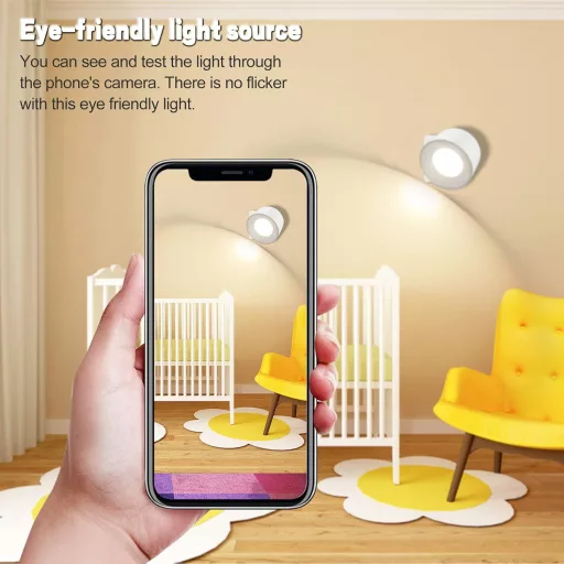 BELLALICHT LED Fali Lámpa - Vezeték Nélküli, Elemes, Érintésvezérelt, Távirányítós, 360° Forgatható Mágneses Tartó, 3 Színmód, 3 Fényerőszin