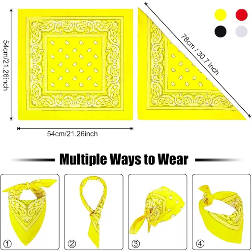 MELLIEX 4 db Bandana Fejkendő Férfiaknak és Nőknek - Paisley Mintás Háromszög Kendő Cowboy Kalóz Stílusban - 54 x 54 cm - Unisex Nyakkendő