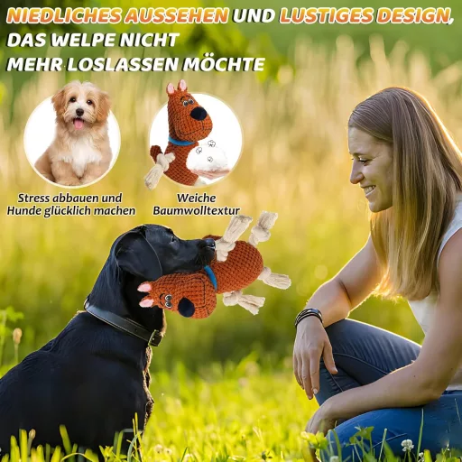 Petcronies Húzós Játék Kutyáknak Plüss Csikorgó Játék Közepes Kutya Barna