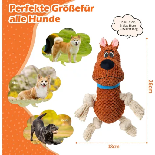 Petcronies Húzós Játék Kutyáknak Plüss Csikorgó Játék Közepes Kutya Barna