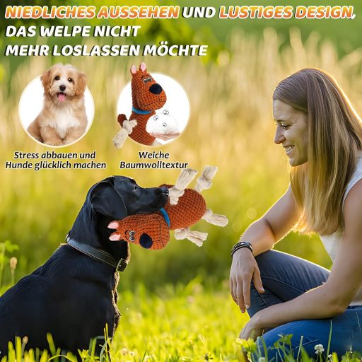 Petcronies Húzós Játék Kutyáknak Plüss Csikorgó Játék Közepes Kutya Barna