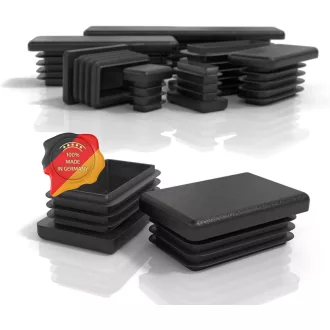   PD Čep pravokutni 40x20 mm - Crni PE plastični završni poklopac za metalne i aluminijske cijevi, zaštita nogu namještaja za stolice, stolove, 20 kom