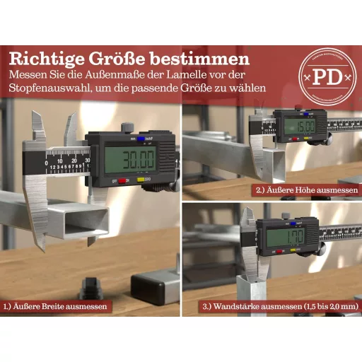 PD Négyszögletes Védődugó 40x20 mm - Fekete PE Műanyag Zárósapka Fém és Alumínium Csövekhez, Bútorlábvédő Székekhez, Asztalokhoz, 20 db