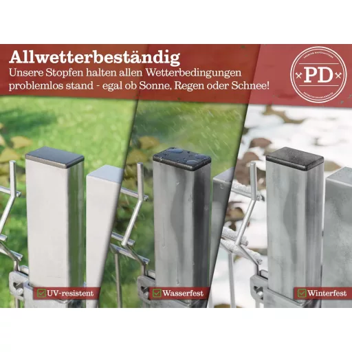 PD Négyszögletes Védődugó 40x20 mm - Fekete PE Műanyag Zárósapka Fém és Alumínium Csövekhez, Bútorlábvédő Székekhez, Asztalokhoz, 20 db