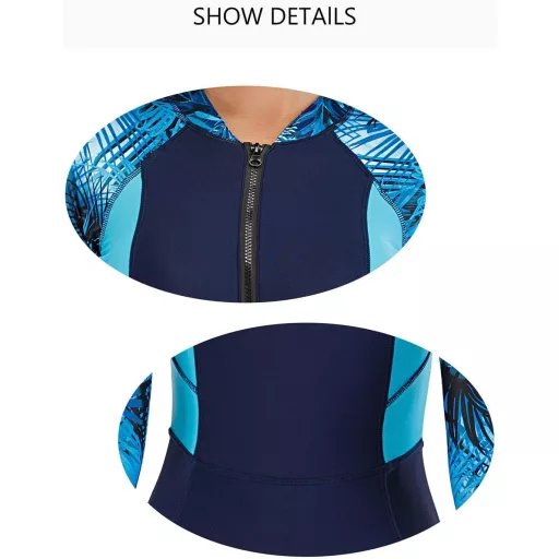 Costum de baie întreg pentru femei IMEKIS, cu mânecă lungă, tip rashguard, cu imprimeu floral și protecție UPF 50+ pentru scufundări