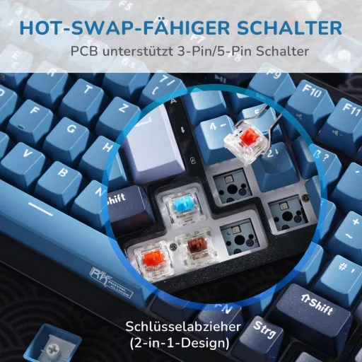 RK ROYAL KLUDGE RK98 Mechanická herná klávesnica bezdrôtová 2.4G Bluetooth QWERTZ Brown Switch RGB