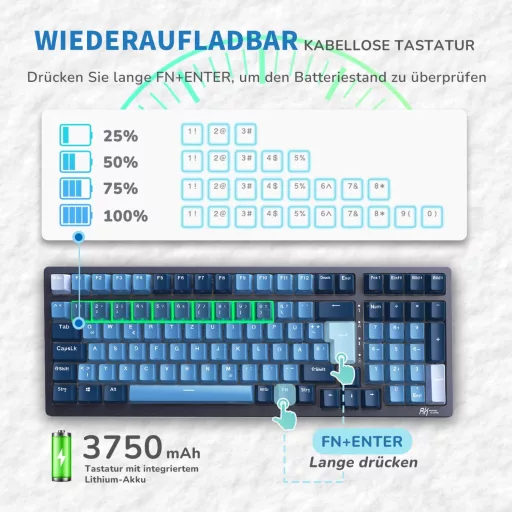 RK ROYAL KLUDGE RK98 Mechanická herná klávesnica bezdrôtová 2.4G Bluetooth QWERTZ Brown Switch RGB