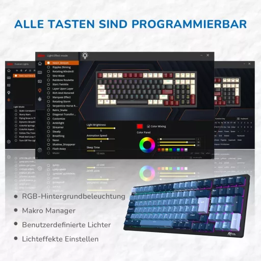 RK ROYAL KLUDGE RK98 Mechanická herná klávesnica bezdrôtová 2.4G Bluetooth QWERTZ Brown Switch RGB