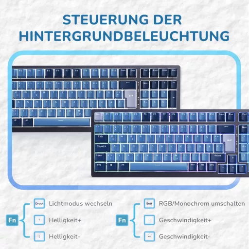 RK ROYAL KLUDGE RK98 Mehanička igraća tipkovnica Bežična 2.4G Bluetooth QWERTZ Brown Switch RGB
