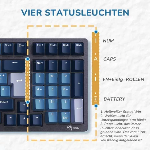 RK ROYAL KLUDGE RK98 Mehanička igraća tipkovnica Bežična 2.4G Bluetooth QWERTZ Brown Switch RGB