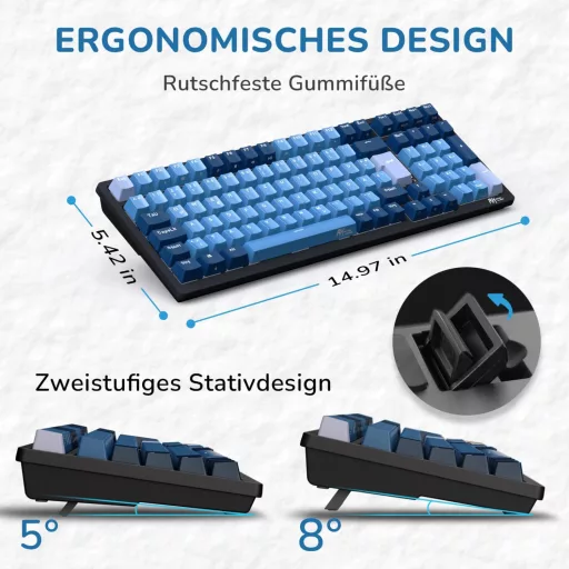 RK ROYAL KLUDGE RK98 Mehanička igraća tipkovnica Bežična 2.4G Bluetooth QWERTZ Brown Switch RGB