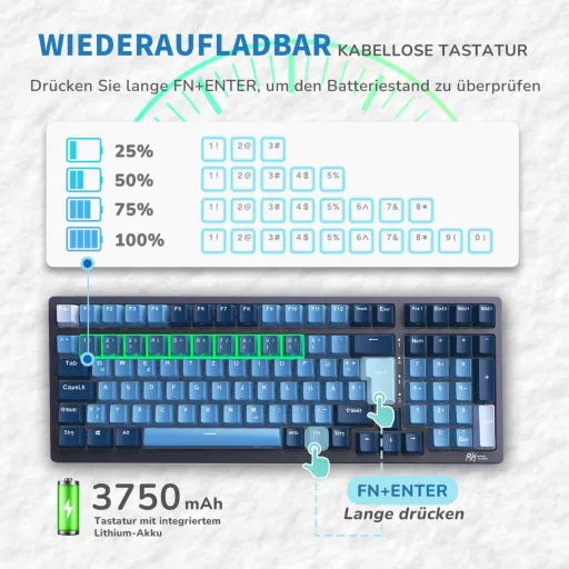 RK ROYAL KLUDGE RK98 Mechanická herná klávesnica bezdrôtová 2.4G Bluetooth QWERTZ Brown Switch RGB
